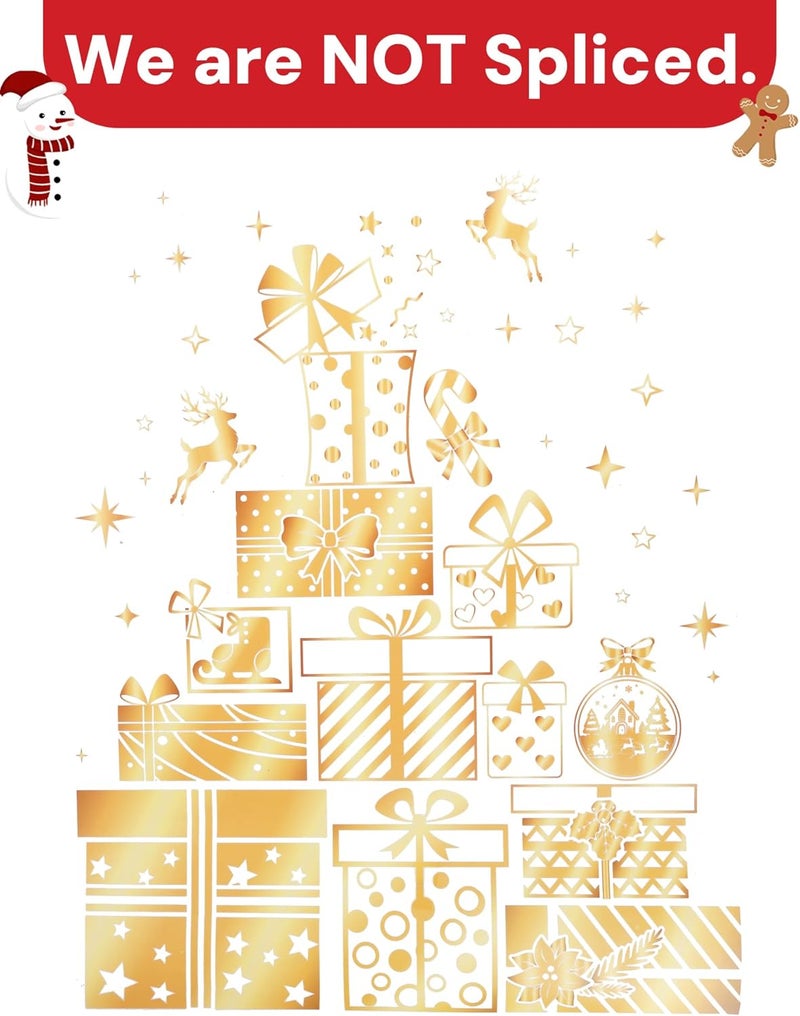 Nullyda Christmas Tree Window Clings for Glass, 19.69 * 15.75 Inch Large Golden Snowflake & Tree Decals, Removable Sticker for Glass Wall Mural Door Showcase DIY Christmas Decor - 2 Pack (Style B) - Image 3